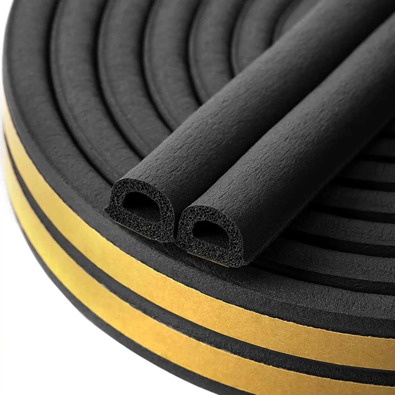 Weather Stripping Self Adhesive Foam Tape Window Door Draught Excluder SoundProof Weather Strip Tape Seals for Gap Seal,4 Seals, Total 20M Long Black
