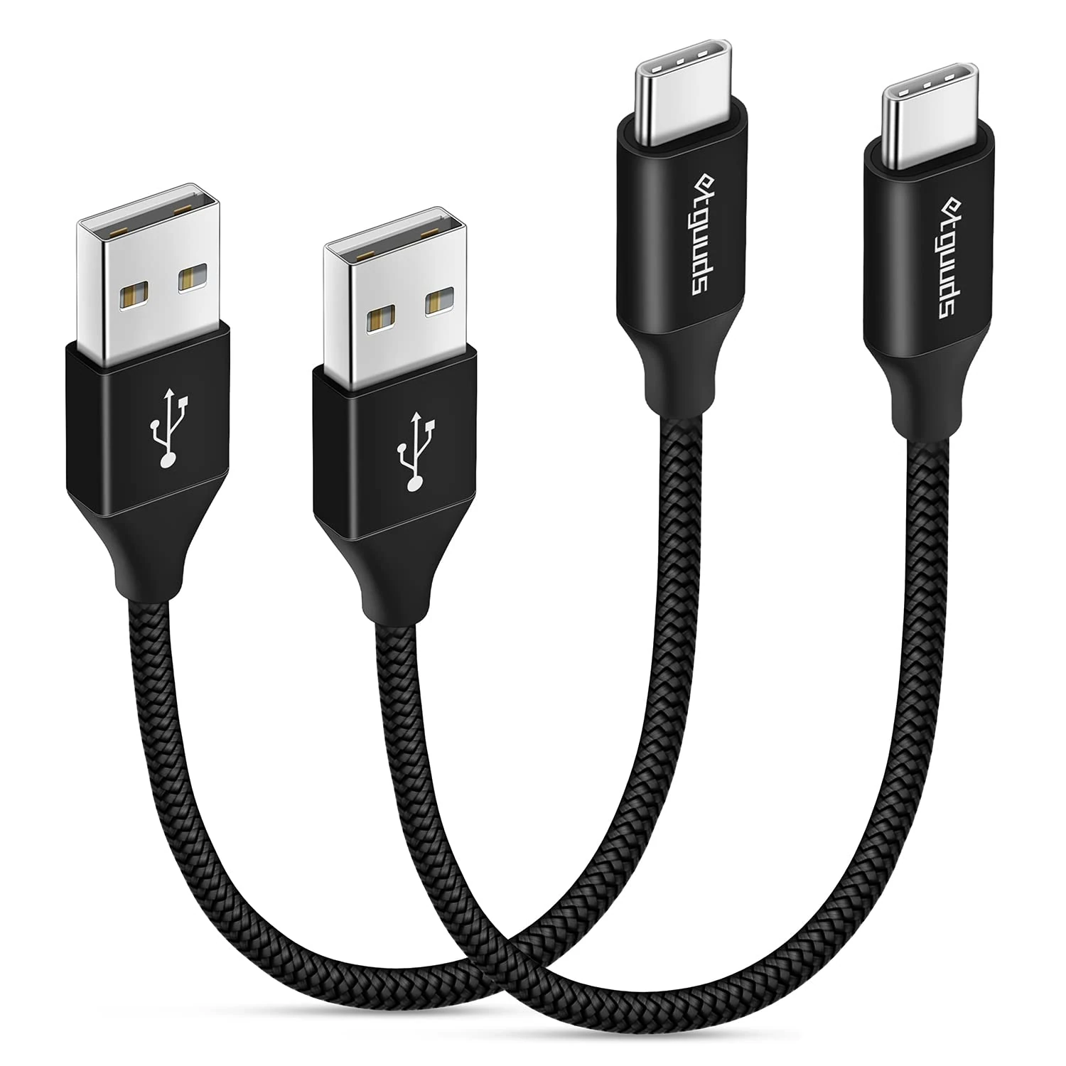 etguuds [2-Pack 0.15M] Extra Short USB C Cable, USB A to USB C Charger Cable 3.1A Fast Charging USB Type C Lead Braided for Samsung Galaxy S21 S20 S10 S9 S8 Plus S10E Note 10 (Black)