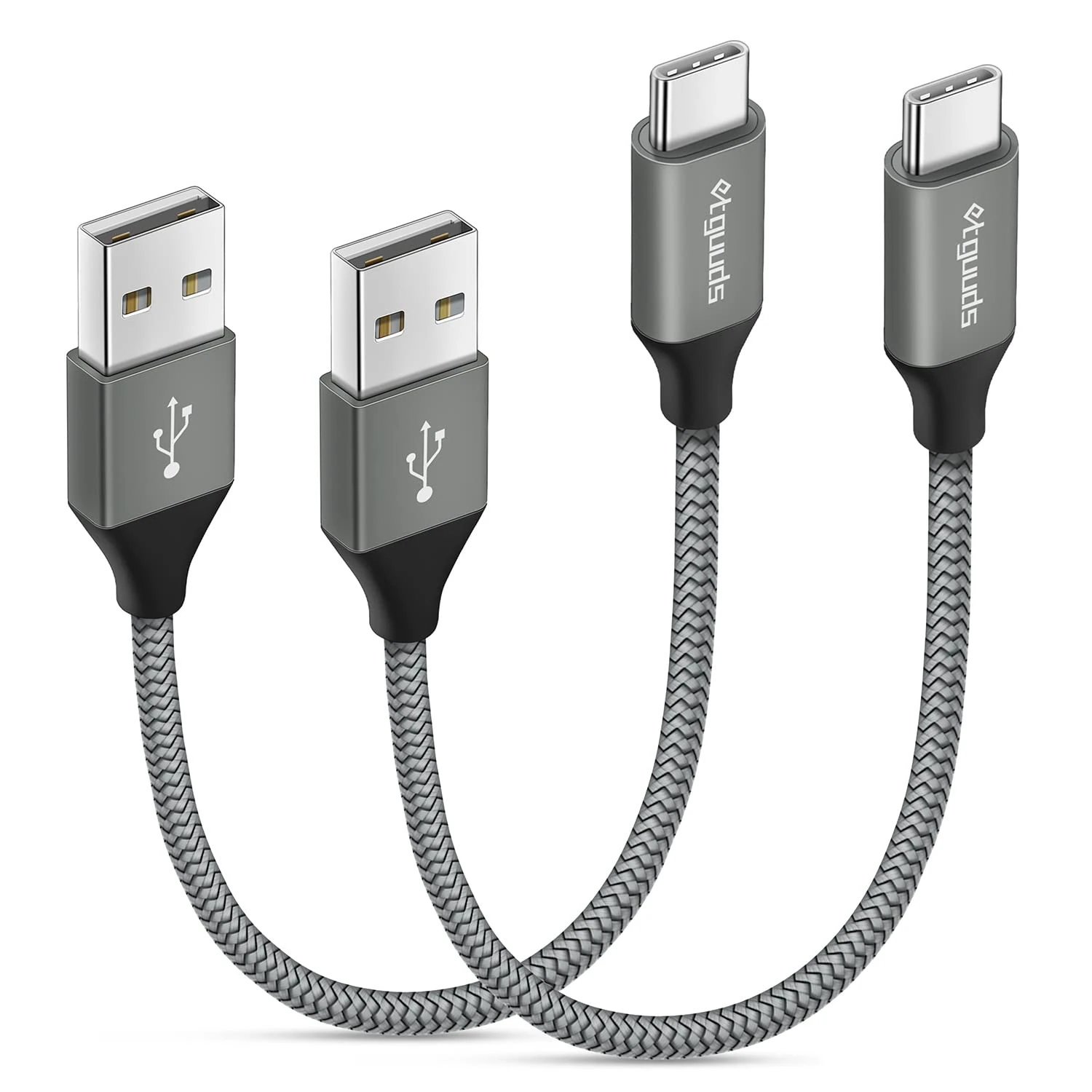 etguuds [2-Pack 0.15M] Extra Short USB C Cable, USB A to USB C Charger Cable 3.1A Fast Charging USB Type C Lead Braided for Samsung Galaxy S23 S21 S20 S10 S9 S8 Plus S10E (Grey)