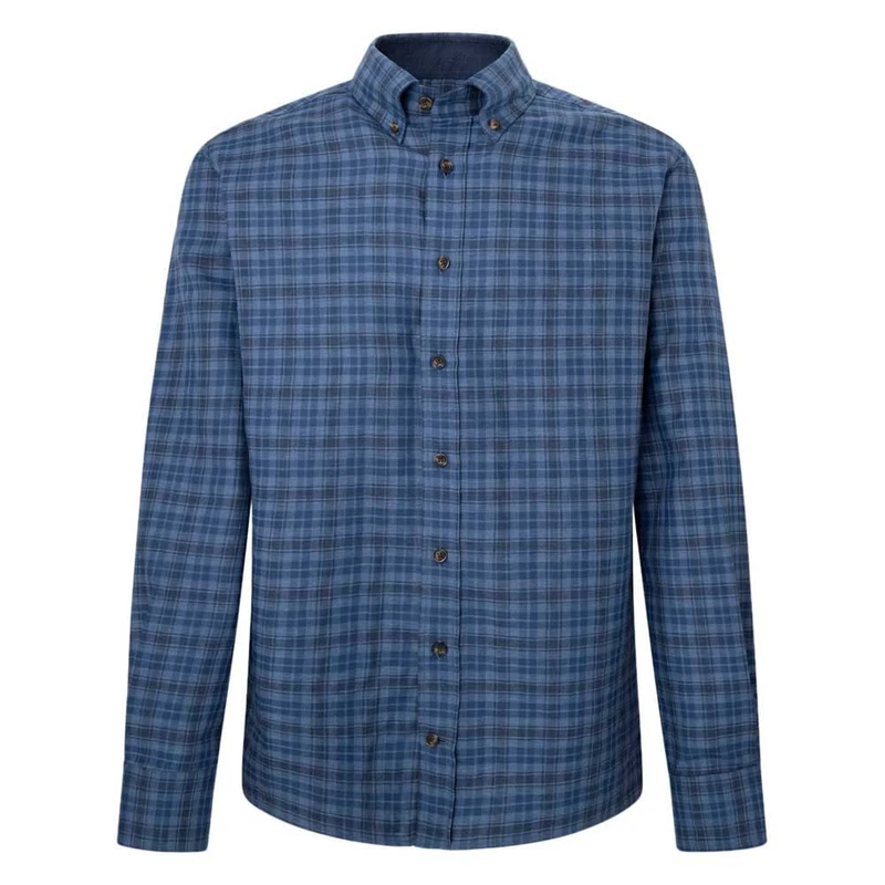 Hackett London Men's Double FACE Check Shirt, Blue (Navy/Blue), XS