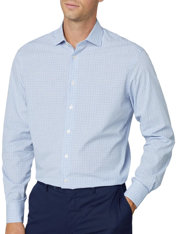 Hackett London Men's Casual Shirts Melange City Check Blue (Blue/Grey),L