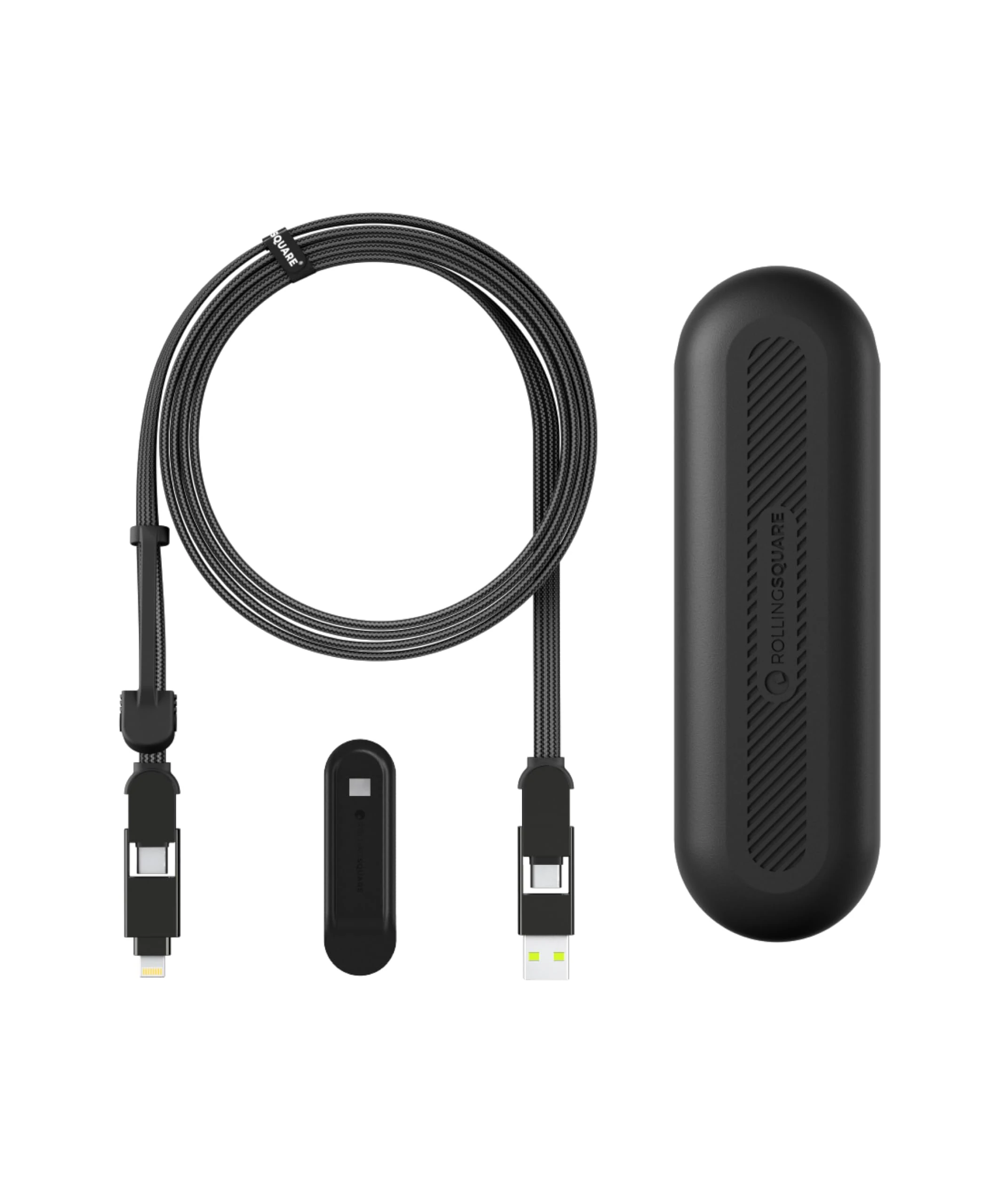 Rolling Square inCharge XL 200cm - USB C Charger Cable, Lightning Cable for Smartphone, Universal Cable Charger 6 in 1, USB Plug, Black, 100W