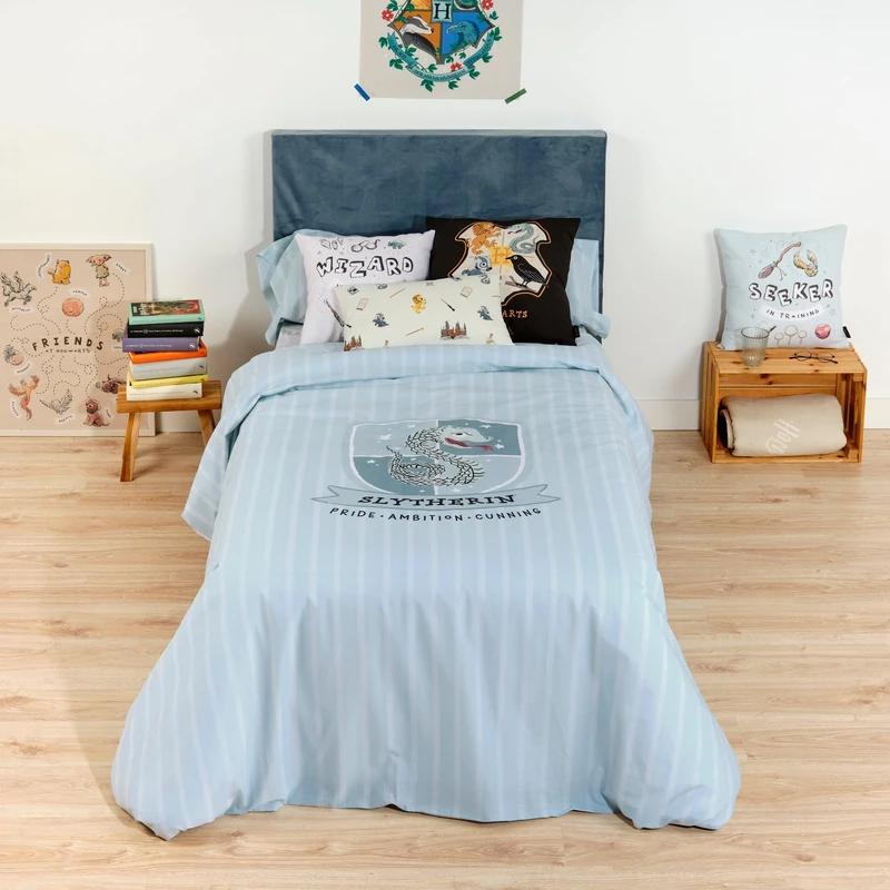 BELUM | Harry Potter Duvet Cover, 100% Cotton Slytherin Sweet Duvet Cover for 90 cm Beds (155 x 220 cm)