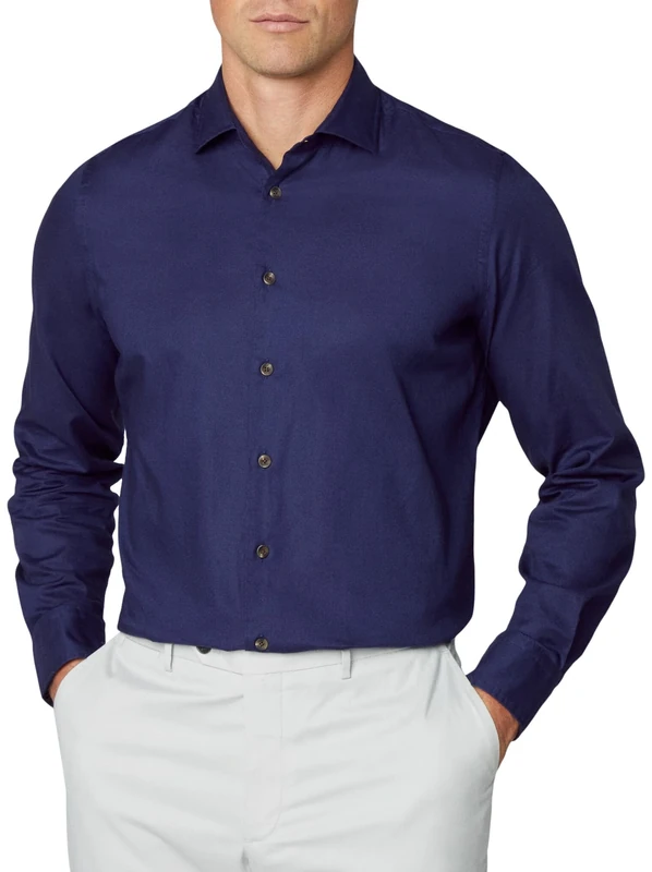 Hackett London Men's Piece Dyed Soft Twill Shirt, Blue (Navy), XXL