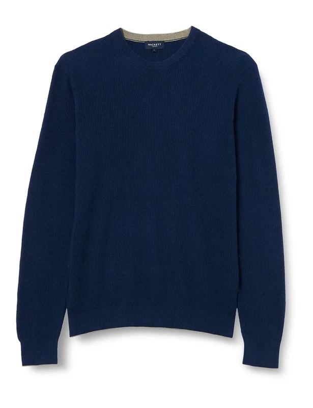 Hackett London Men's Rib Knit Crew Pullover Sweater, Blue (Navy), XXL