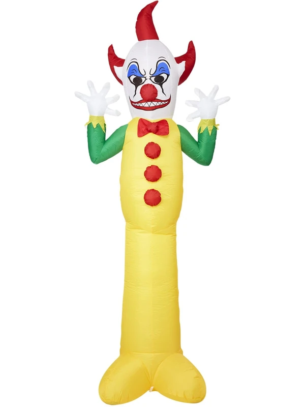 Smiffys Giant Outdoor Inflatable Clown, 10ft with Fan, Pegs & Transformer, UK Plug, Halloween Fancy Dress Accessory, Clown Dress Up Party Goods, World Book Day