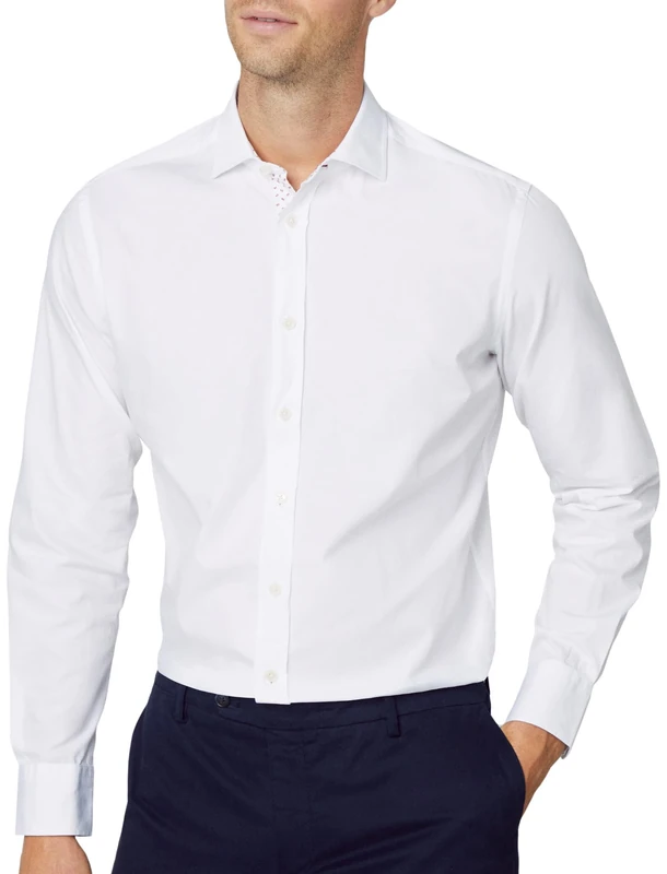 Hackett London Men's Tencel Multi Trim Shirt, White (White), 3XL