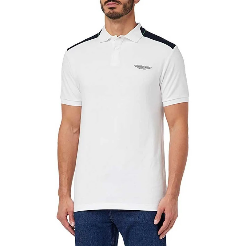 Hackett London Men's Polos AM COL Block White (White),XS