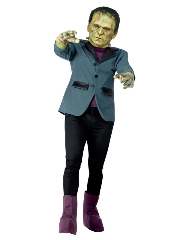 Smiffys Universal Monsters Frankenstein Costume, Adults Jacket, Mock Top, Latex Mask & Gloves, Official License Outfit with Full Overhead Latex Mask & Gloves, Perfect for Halloween & Themed Parties