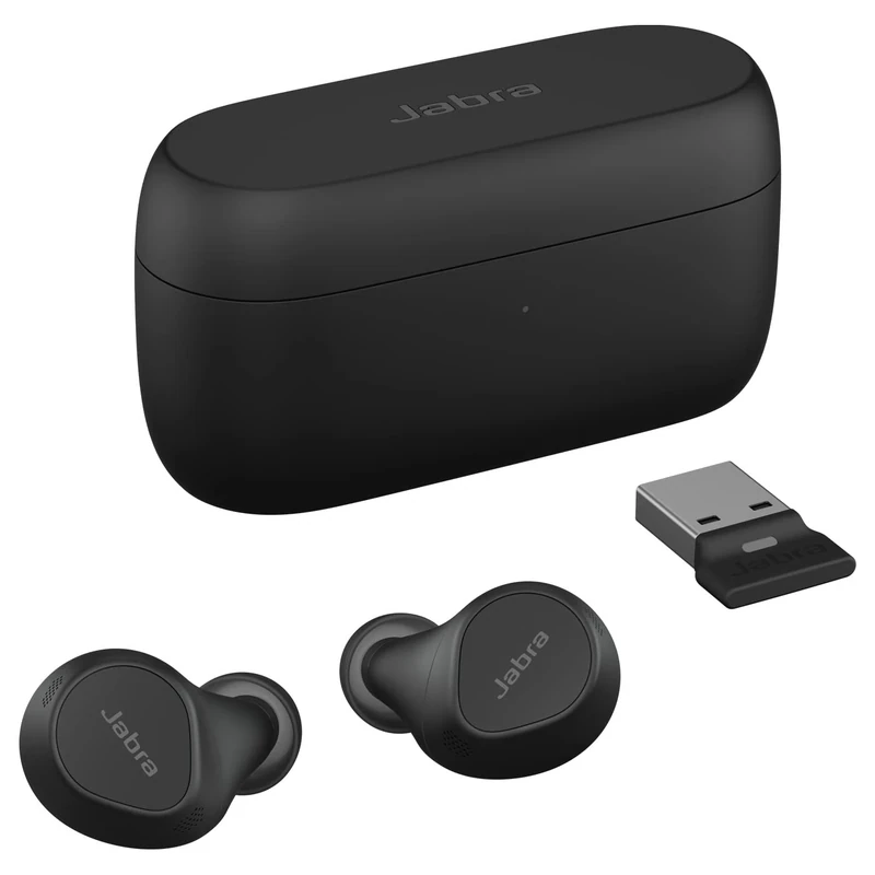Jabra Evolve2 Buds True Wireless Bluetooth Earbuds, Active Noise Cancellation, MultiSensor Voice Technology and Wireless Charging Pad - Certified to work with your virtual meeting apps - Black