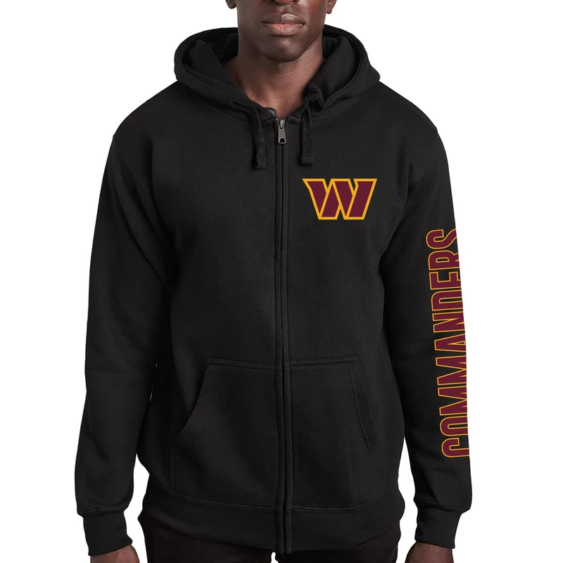 Junk Food Clothing x NFL - Washington Commanders - MVP Zip Hoodie - Adult Unisex Full Zip Hooded Fleece Sweatshirt - Size 3 X-Large