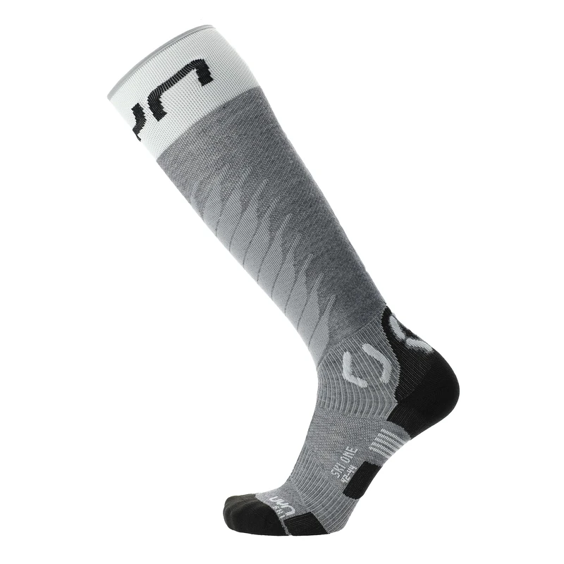 UYN W Ski One Merino Socks Grey - Merino Comfortable Warm Women's Ski Socks, Size 37-38 - Colour Grey Melange - White - Image 1