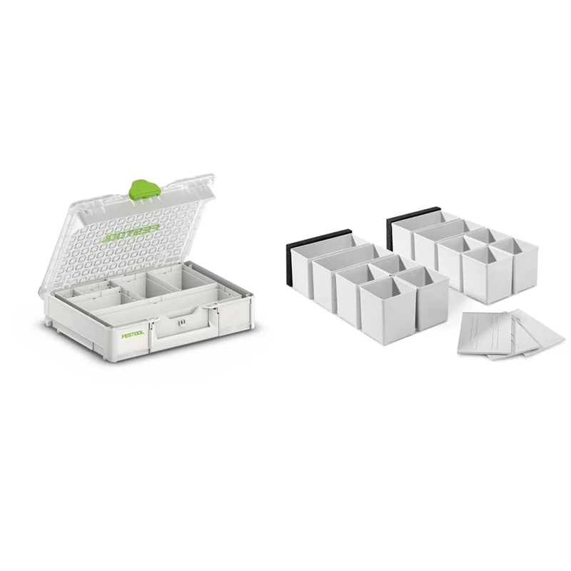Festool 204854 Systainer Organiser SYS3 ORG M 89 6xESB & 201124 Set 60x60/120x71 3Xft Plastic containers, White, Set of 12 Pieces