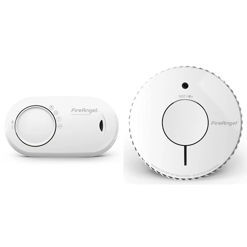 FireAngel FA3820 10 Year Sealed Battery Alarm Carbon Monoxide & FireAngel Optical Smoke Alarm with 10 Year Sealed For Life Battery, FA6620-R (ST-622 / ST-620 replacement, new gen) , White