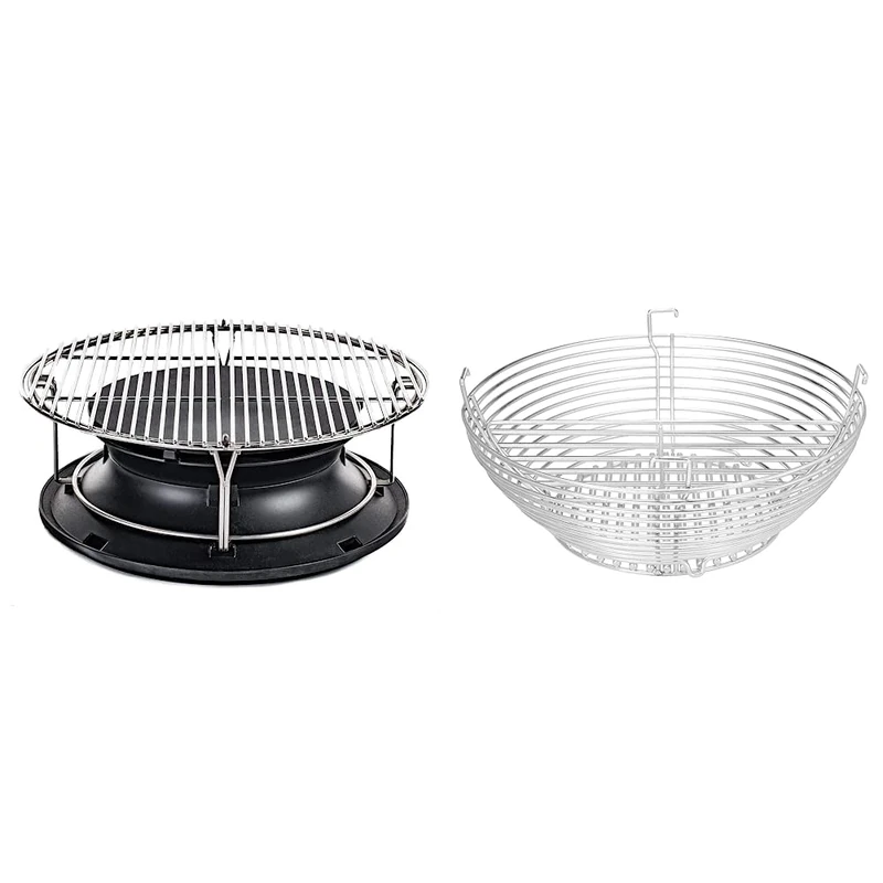 Kamado Joe KJ-Hyper Classic SloRoller KJ Sl?Roller Plus The Rack, Black, 18.288 cm*44.704 cm*44.704 cm & KJ-MCC23 Stainless Steel Charcoal Basket Grill Accessory for Classic Joe, Black