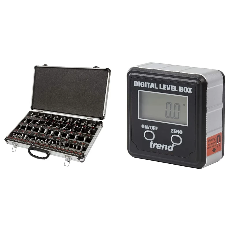 Trend SET/SS50X1/4TC Starter Cutter Set 50Pcs & DLB Digital Level Box, Black