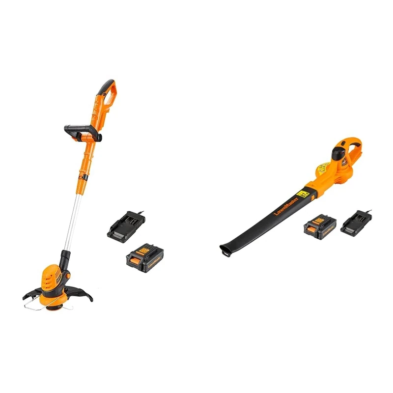 LawnMaster 24V 25cm Cordless Grass Trimmer and Edger & 24V Cordless Leaf Blower with Battery - Lightweight Battery Powered Garden Blower with 24V 2.0Ah Lithium ion Battery and Charger
