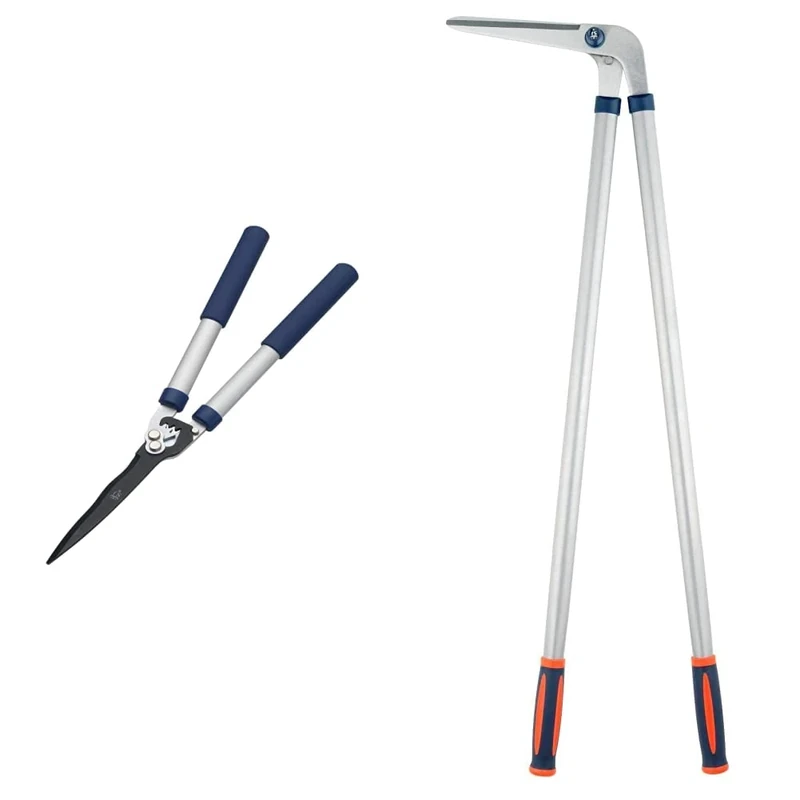 Spear and Jackson 8170RS/11 Razorsharp Geared Hedge Shears, Silver/Blue & Spear and Jackson 4900RSS Razorsharp Steel Edging Shears - Image 1