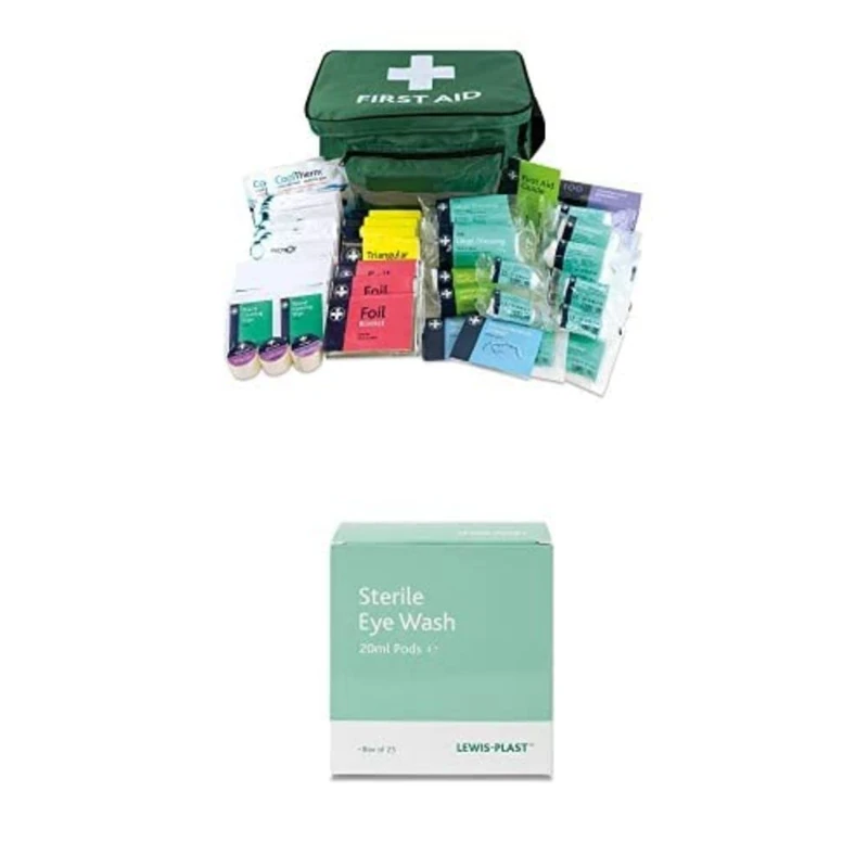 LEWIS- PLAST First Aid Kit 224 Piece + Saline Eye Wash Pods Box of 25 - Image 1