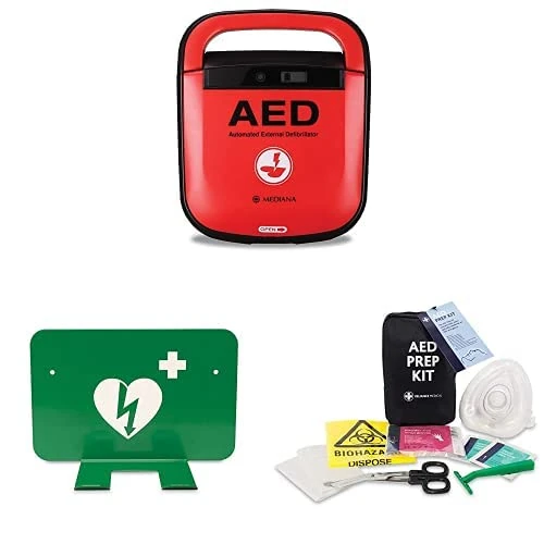 RELIANCE Medical Mediana A15 AED Defibrillator + Defibrillator Prep Kit in Black Bag + AED Universal Station Bracket