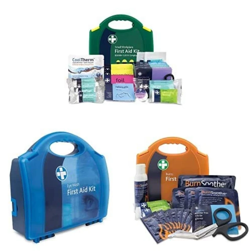 RELIANCE Medical First Aid Kit Small BS8599-1 + Saline Eye Wash Kit + Burn First Aid Kit for Work