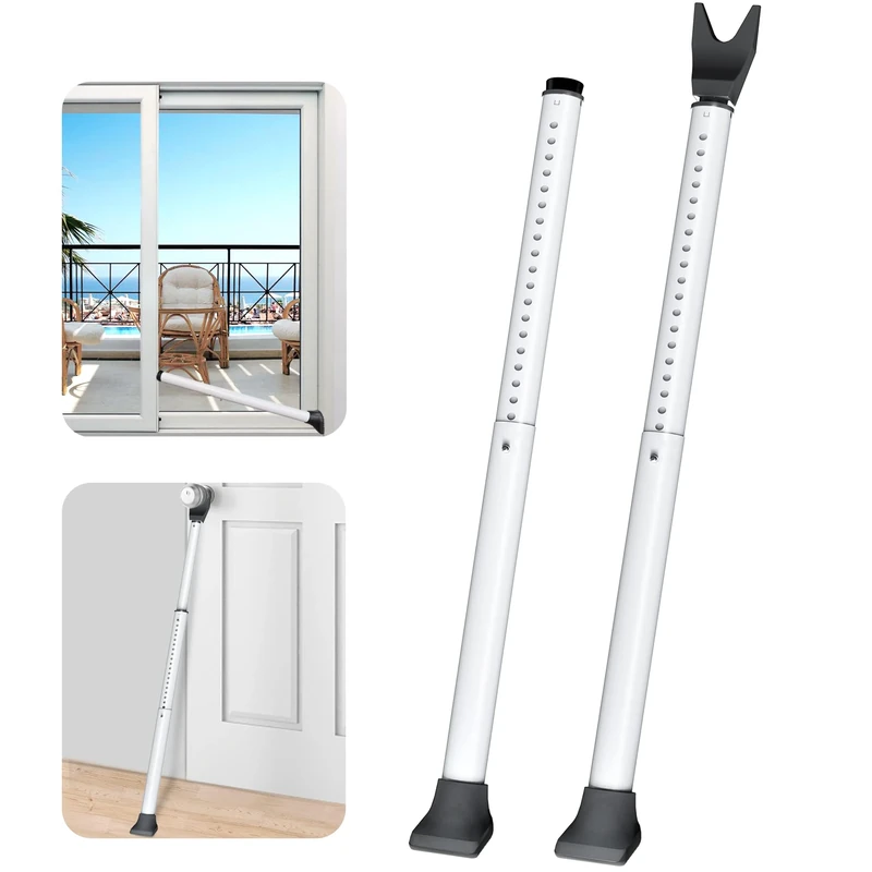 AceMining Upgraded Door Security Bar & Sliding Patio Door Security Bar, Heavy Duty Security Door Stoppers Adjustable Door Jammer Security Bar for Home, Apartment, Travel
