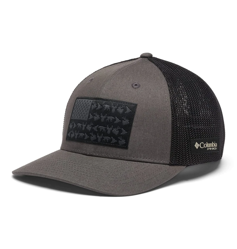 Columbia Unisex's PHG Game Flag Mesh Ball Cap, Grill, Black, XXL - Image 1