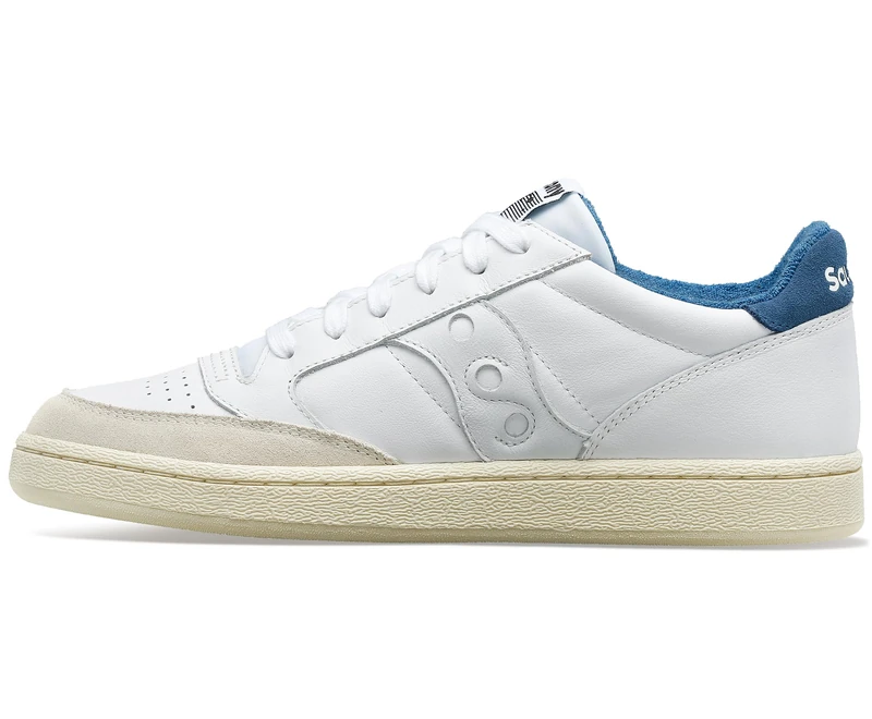 Saucony Unisex Jazz Court Sneaker Trainer Shoe, White-Blue, 8