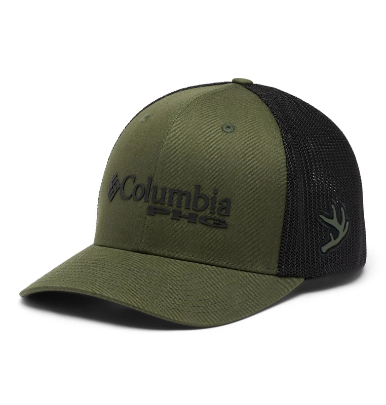 Columbia Women's PHG Logo Mesh Ball Cap-high Crown, Surplus Green, Black, X-Large