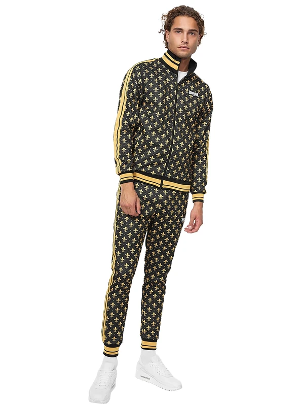Lonsdale Men's Boswall Tracksuit, Black/Yellow/White, XL