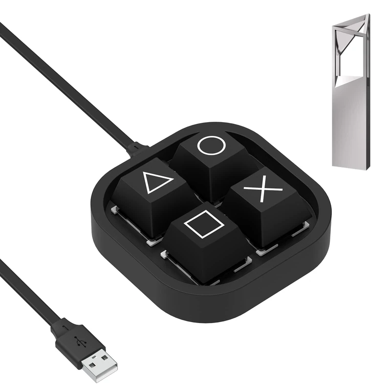 GEEKRIA Personalized Mechanical Keyboard, 4 Key Programmable Multifunction Mechanical Gaming Keyboard, Support Floating for Windows, Vista, NKRO, Hotkeys and Macros (Black)