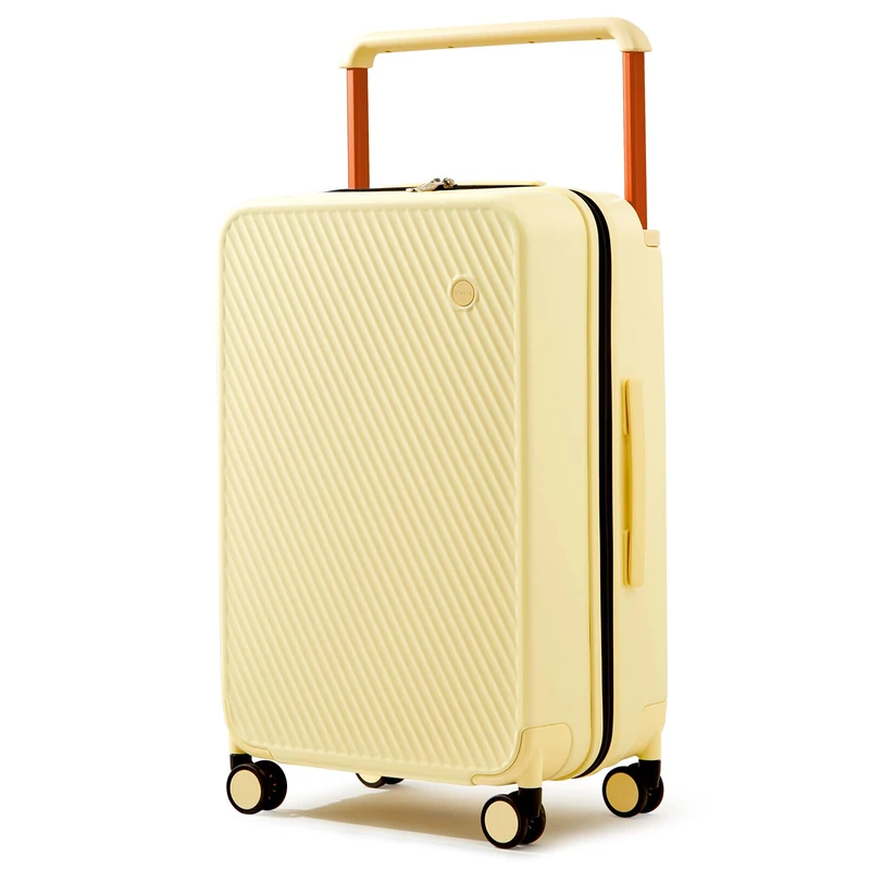 mixi Luggage Suitcases Lightweight Wide Handle PC Hardshell Luggage with Spinner Wheels & TSA Lock, with Cover, Lark Yellow, 20-Inch - Image 1