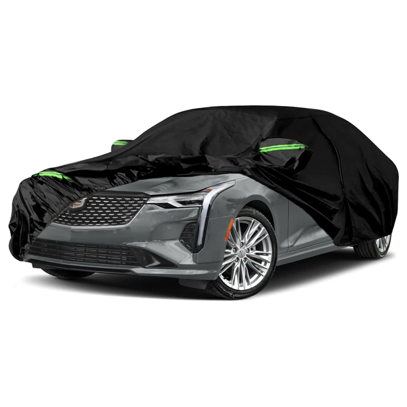 Waterproof Car Covers Replace for 2019-2023 Cadillac CT4, 6 Layers All Weather Car Cover with Zipper Door & Windproof Bands for Snow Rain Dust Hail Protection (CT4)