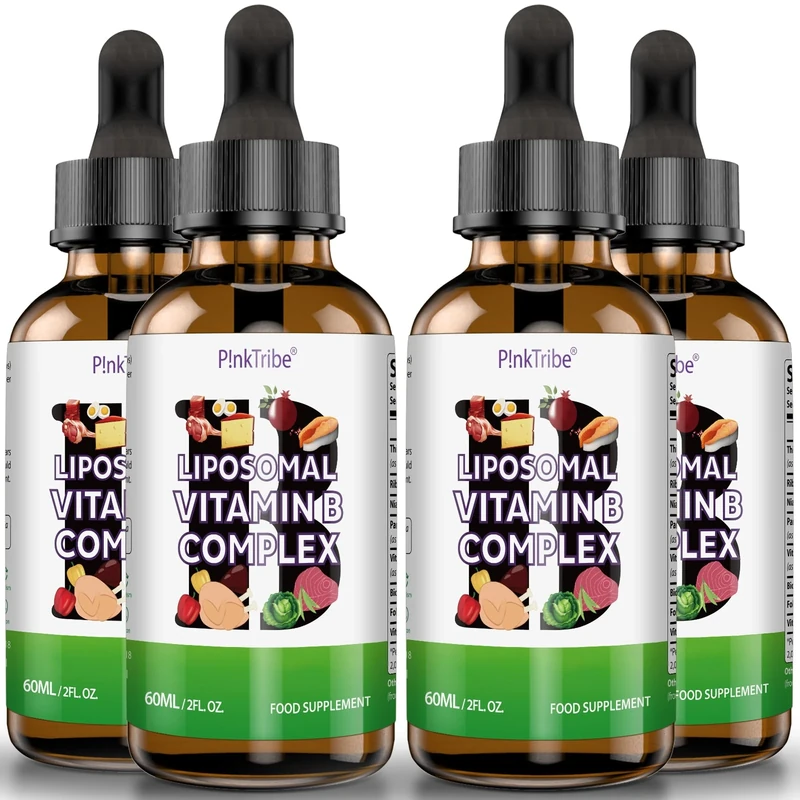Liposomal Vitamin B Complex Liquid - High Strength B-Vitamin Complex Drops, Supports Immune System and Energy Levels, 60ml (Pack of 4)