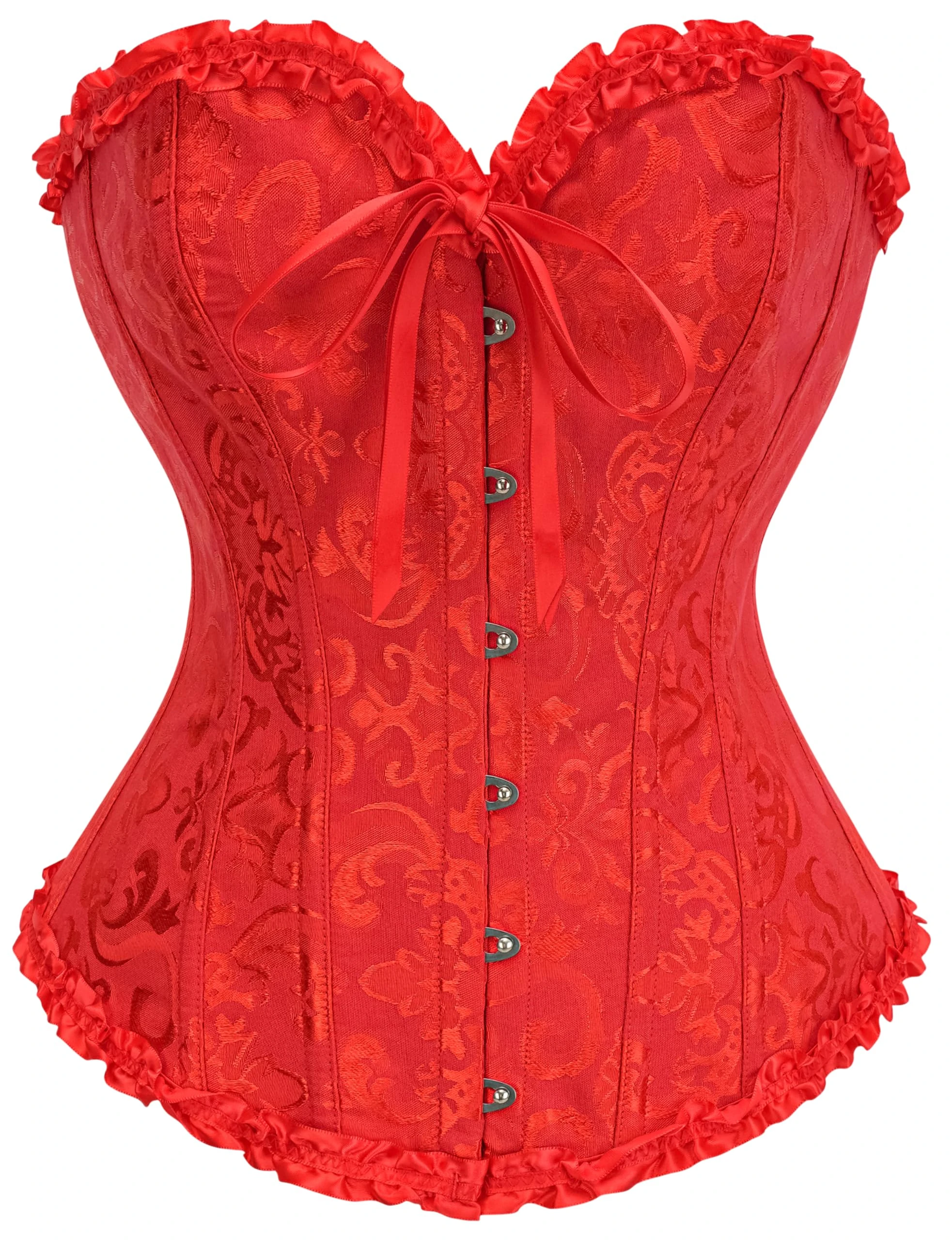 Szivyshi Women's Full Bust Corset, Gothic Vintage Style Bustier Corset, red, XS