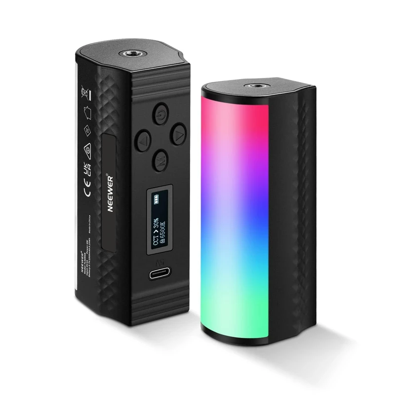 NEEWER 2 Pack Magnetic Handheld Light Wand, 360° Full RGB Mini LED Video Light Stick with 2500mAh Rechargeable Battery,2500-8500K Dimmable Camera Tube Light for Photography TikTok YouTube Vlog,TL96RGB