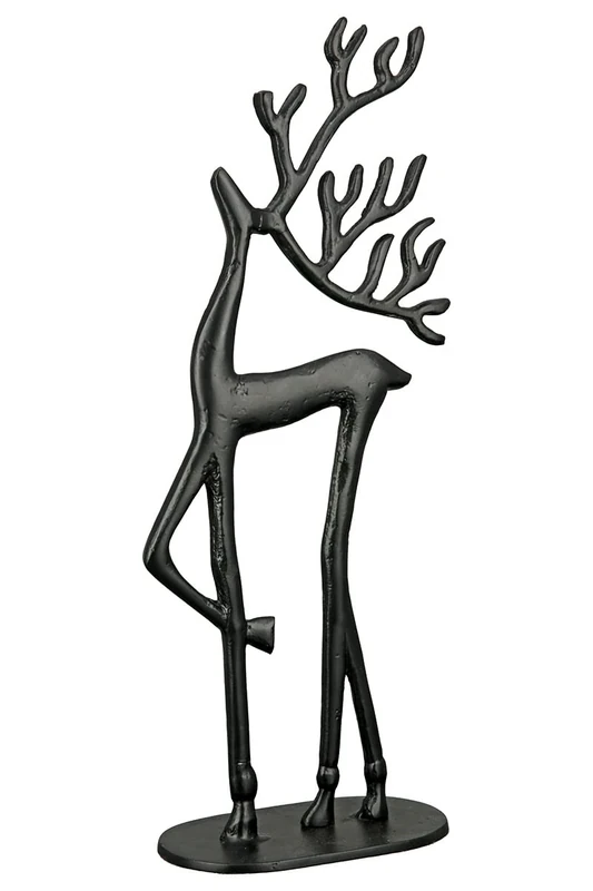 Casablanca Decorative Figure Sculpture Reindeer Made of Aluminium - Black Advent Christmas Decoration X XL - Height 55 cm