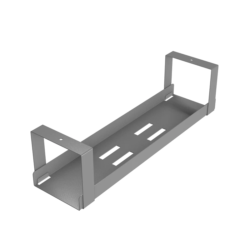 D-Line Under Desk Cable Management Tray, Cable Basket for Extension Blocks, Self-Adhesive or Screw-fix, Regain Wasted Space & Improve Appearance - Grey