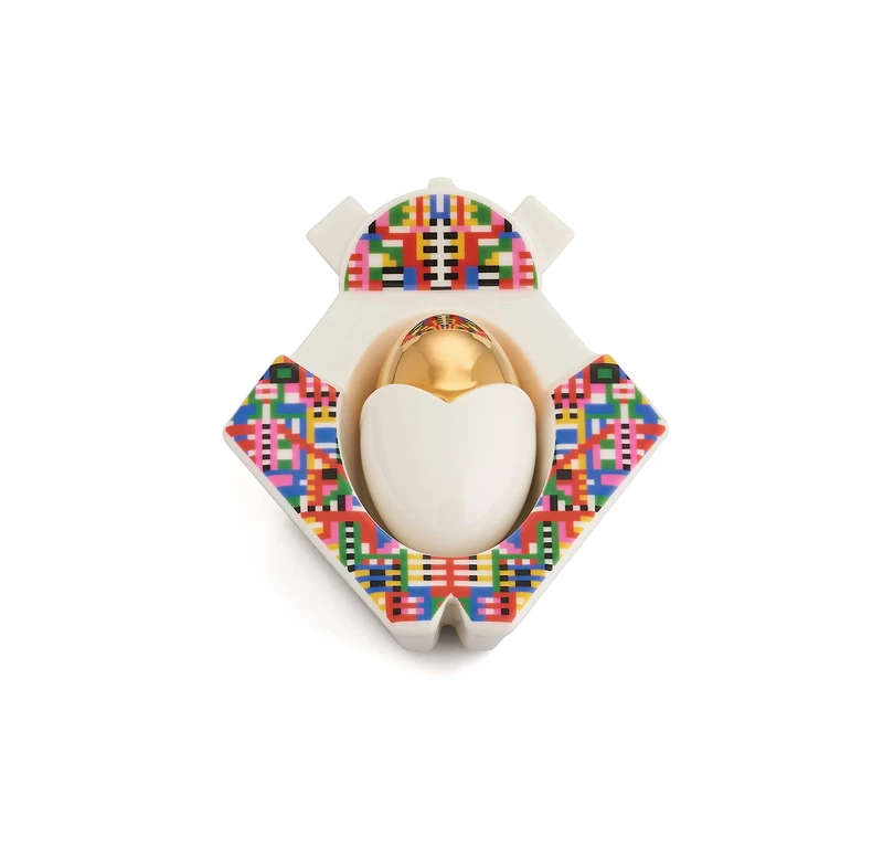 Elena Salmistraro Alessi Jesus ESA05 1 - Baby Jesus Figurine for Nativity Scene in Porcelain with Hand Applied Decals and 24 Carat Gold Details, Multicolored