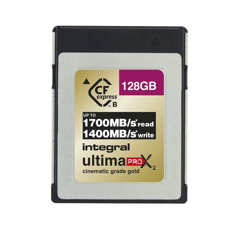 Integral 128GB CFexpress Memory Card Type B 2.0 12K and 8K RAW and 8K 120 FPS 1700MB/s Read 1400MB/s Write Speed 1300MB/s Sustained Write Speed Designed for Advanced Cinematic and DSLR Cameras