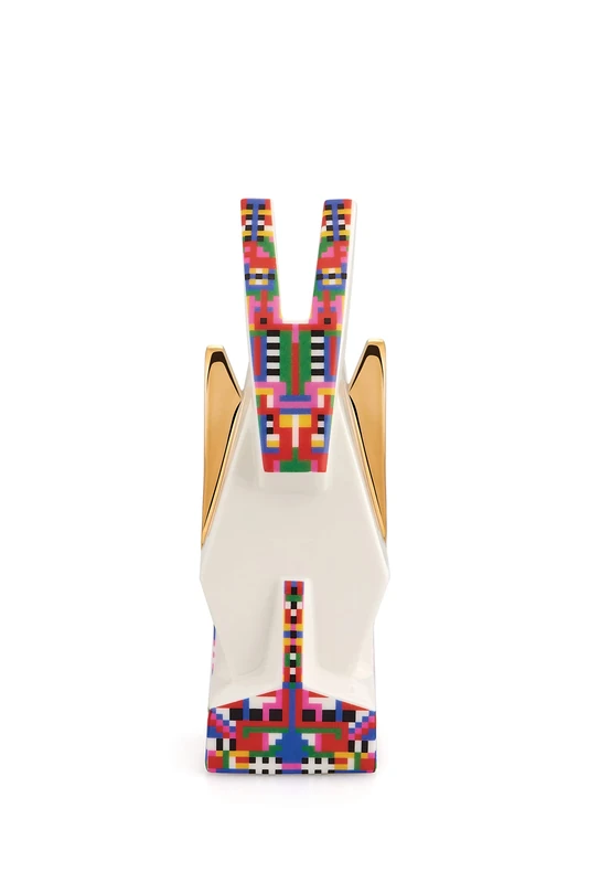 Elena Salmistraro Alessi Donkey ESA05 5 - Donkey Figurine for Nativity Scene in Porcelain with Hand Applied Decals and 24 Carat Gold Details, Multicolored