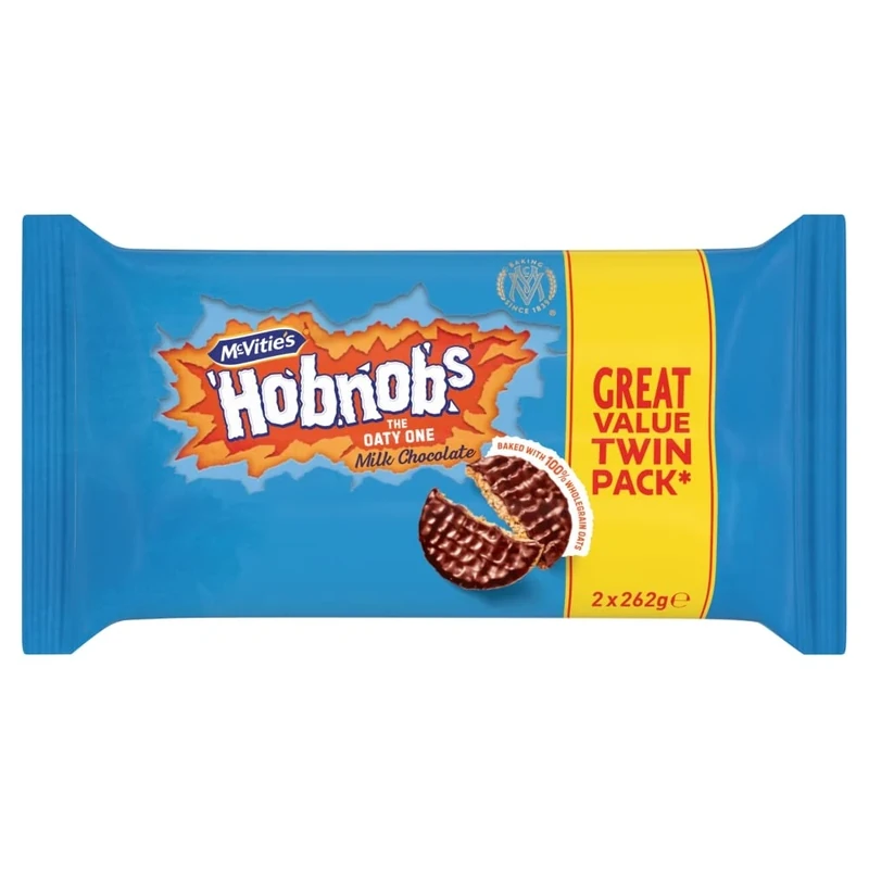 McVitie's Hobnobs The Oaty One, Milk Chocolate Biscuits Twin Pack, 2 x 262 g, 524 g Total