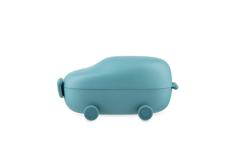 Sakura Adachi Alessi Food à Porter SA06 Laz - Snack Box with Two Compartments in The Shape of a Toy Car in Thermoplastic Resin, BPA Free, Blue
