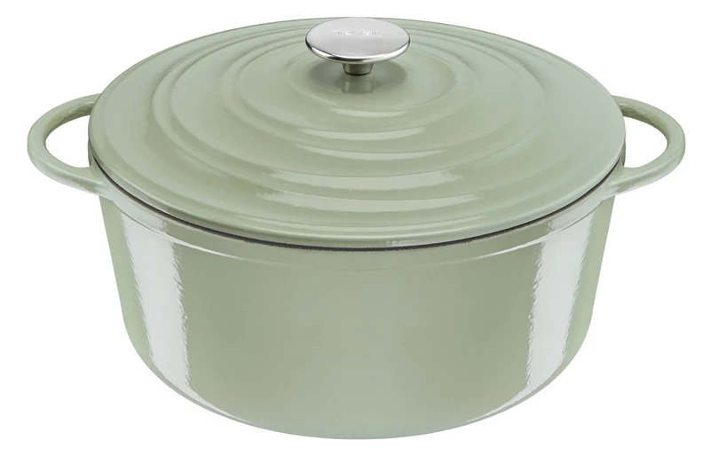 Tefal LOV Enamelled Cast Iron Casserole Dish with Lid, 29cm, 7.4L, Dutch Oven, All Hob Types, Cast Iron Pot, Cooking Pots, Dishwasher safe, Lichen Green, E2580504