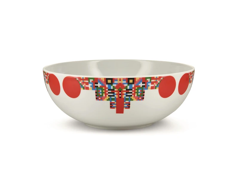 Elena Salmistraro Alessi Holyhedrics ESA11 - Bowl for Sweets or Dried Fruit in Porcelain Decorated with Hand-Applied Decal, Multicolored
