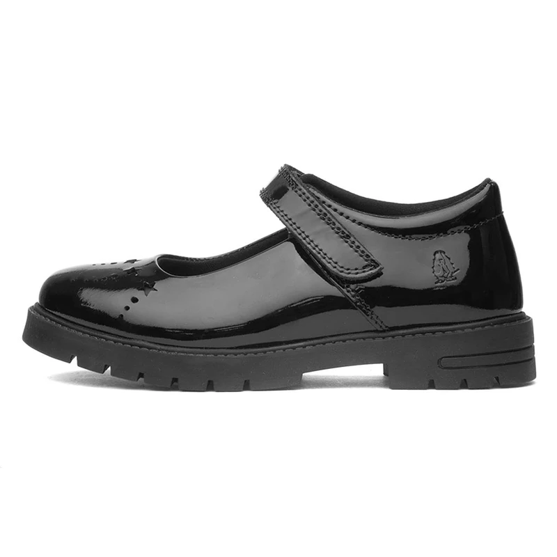 Hush Puppies Girls Sabrina Patent Junior School Uniform Shoe, Black, 11 UK Child