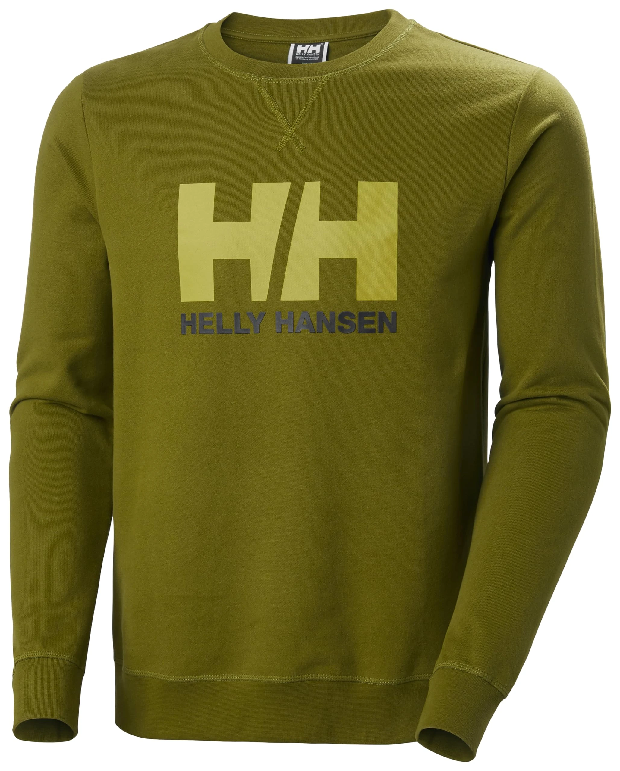 Helly Hansen Mens HH Logo Crew Sweater, Olive Green, XL