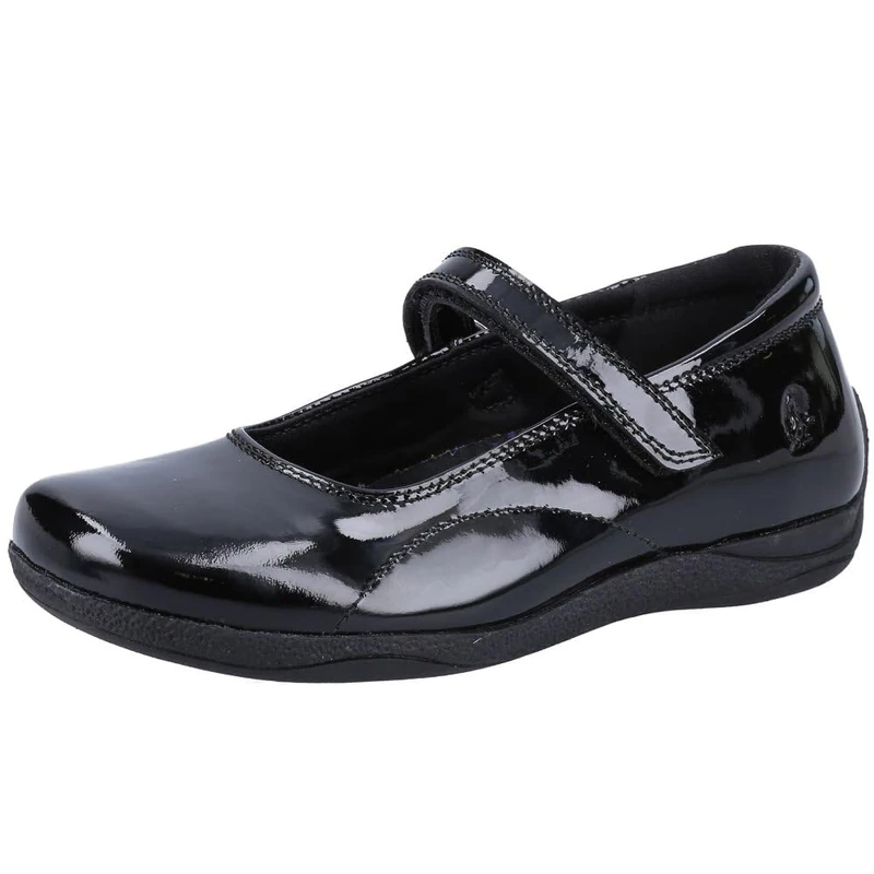 Hush Puppies Girls Aria Patent Senior School Uniform Shoe, Black, 3 UK - Image 1