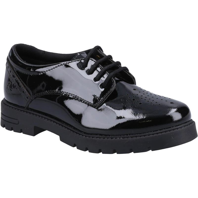 Hush Puppies Girls Jayne Patent Senior School Uniform Shoe, Black, 6 UK