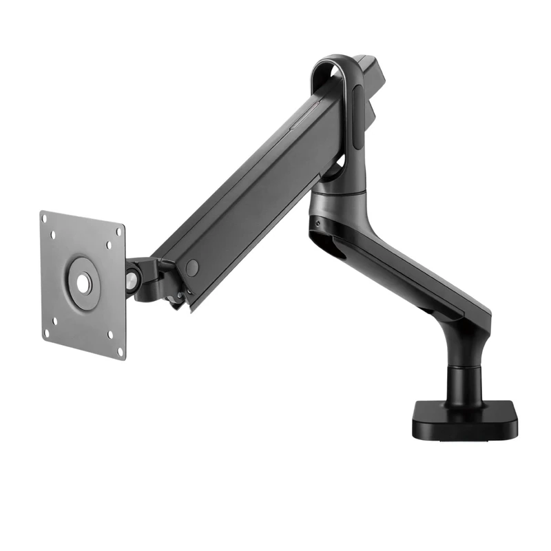 Alterzone Loop Single Monitor Arm for 17-32" Screens 2-9kg, Fits Curved. Nordic Inspired Design Monitor Riser, Black. VESA Mount 75/100. ±180° w/Rotation Stop. Easy Assembly. Monitor Stand for Desks